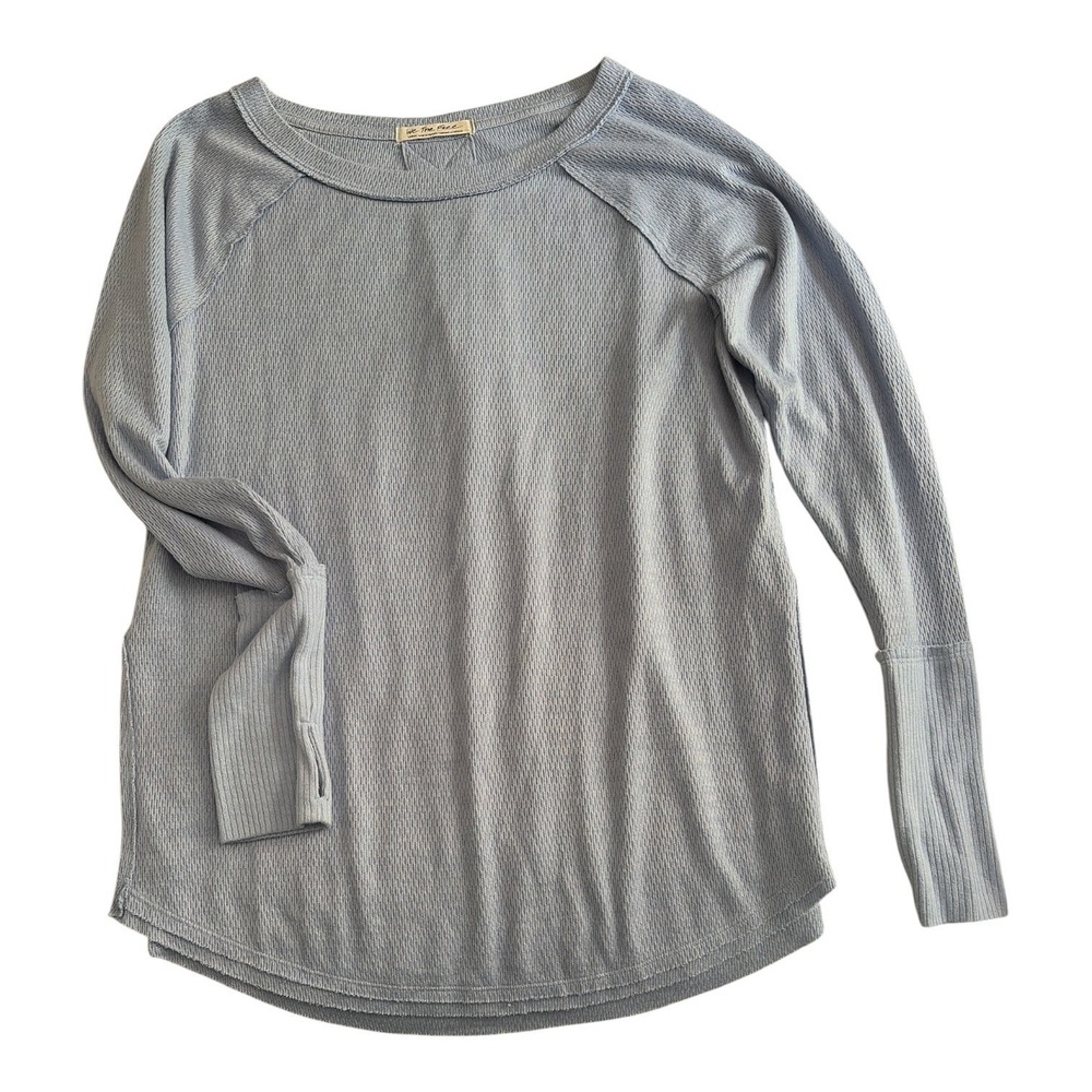 We The Free Light Blue Waffle Knit Long Sleeve Thermal Top Women's Large